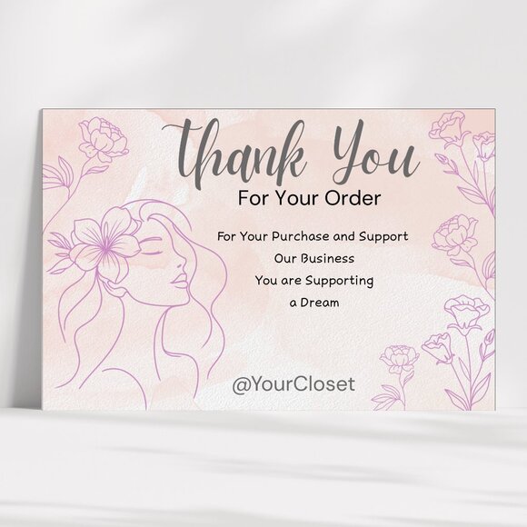 60 Floral Thank You Cards 4 x 2.8 - Picture 3 of 7